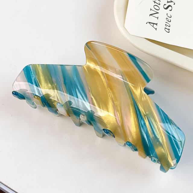 Korean fashion elegant striped pattern hair claw clips for women