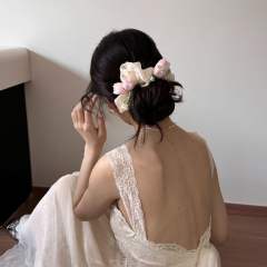 Korean-Style Sweet Tulip Flower Large Scrunchie for Women