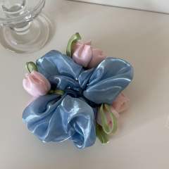Korean-Style Sweet Tulip Flower Large Scrunchie for Women