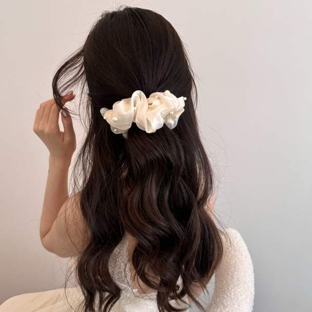 2026 New Style Bubble Mesh Pearl Style banana clips hair clips for women