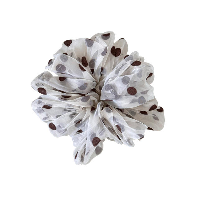 2 size polka dots organza material scrunchies for women
