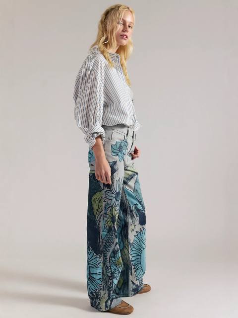 Street Fashion Casual Loose Printed Mid-Waist Straight-Leg Women's Jeans