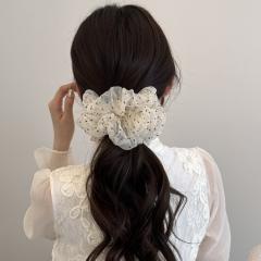 2 size polka dots organza material scrunchies for women
