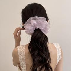 Korean-Style Sweet Rhinestone Mesh Scrunchie for Women large size scrunchies