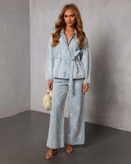 2026 New Casual Loose Embroidered Set Jacket and Pants