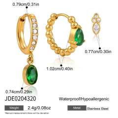 Earring Set for Women 18K Gold Stainless Steel earrings with Zircon Pendant