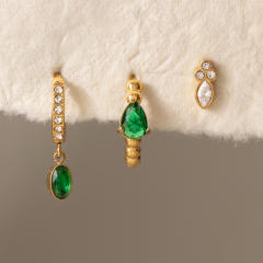 Earring Set for Women 18K Gold Stainless Steel earrings with Zircon Pendant