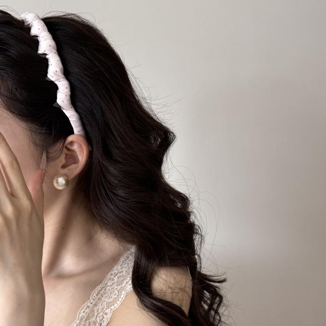 Pink Polka Dot Plaid Stylish High-Top Headband for Women zig zag headband