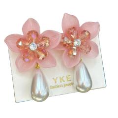 Korean fashion hot sale colorful acrylic flower pearl drop holiday earrings