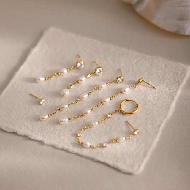 Pearl Tassel Earrings for Women elegant stainless steel earrings