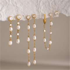 Pearl Tassel Earrings for Women elegant stainless steel earrings