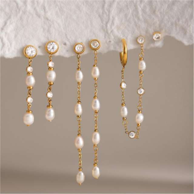 Pearl Tassel Earrings for Women elegant stainless steel earrings