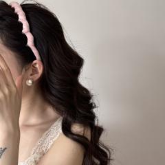 Pink Polka Dot Plaid Stylish High-Top Headband for Women zig zag headband