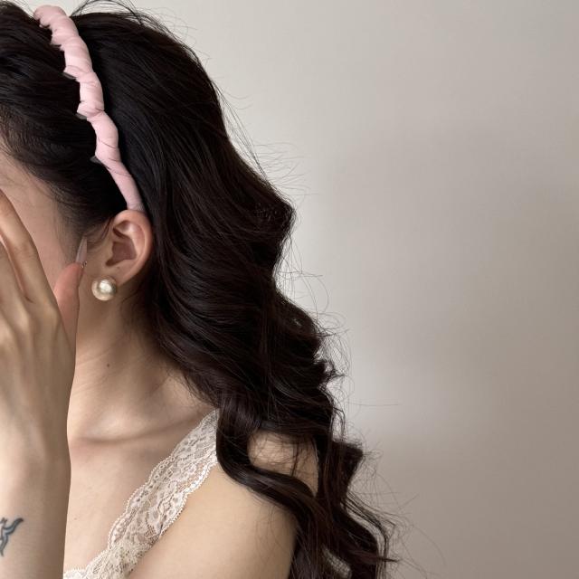 Pink Polka Dot Plaid Stylish High-Top Headband for Women zig zag headband