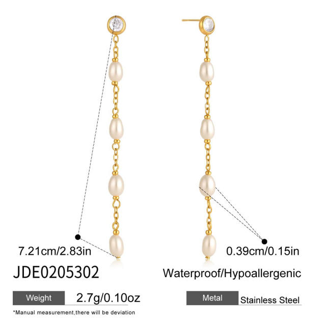 Pearl Tassel Earrings for Women elegant stainless steel earrings