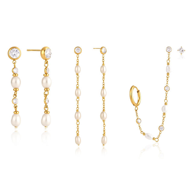 Pearl Tassel Earrings for Women elegant stainless steel earrings