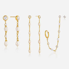 Pearl Tassel Earrings for Women elegant stainless steel earrings