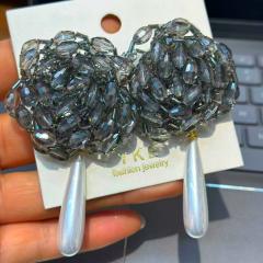 Bridal Handmade Beaded Crystal Earrings with Dynamic Design