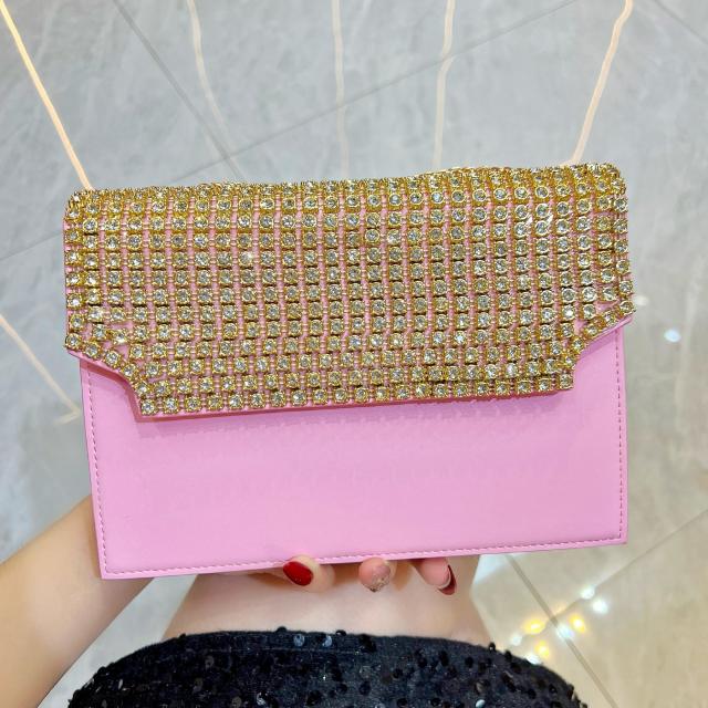 Elegant colorful diamond square shape cluth bag shoulder bag evening bag
