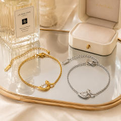 Stainless Steel Bracelet with Irregular S-Shaped Water Drop-Shaped Zircon