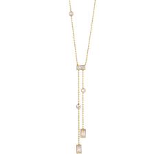 Ins-Style Stainless Steel Necklace with Square Zircon Tassel