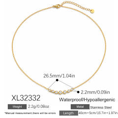 Stainless Steel Necklace with Irregular Geometric Zircon Splicing Y-Shaped Gold-Plated Waterproof Necklace