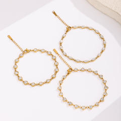 Hot-Selling Stainless Steel bracelet Round Oval Heart-Shaped Zircon Full Diamond Bracelet