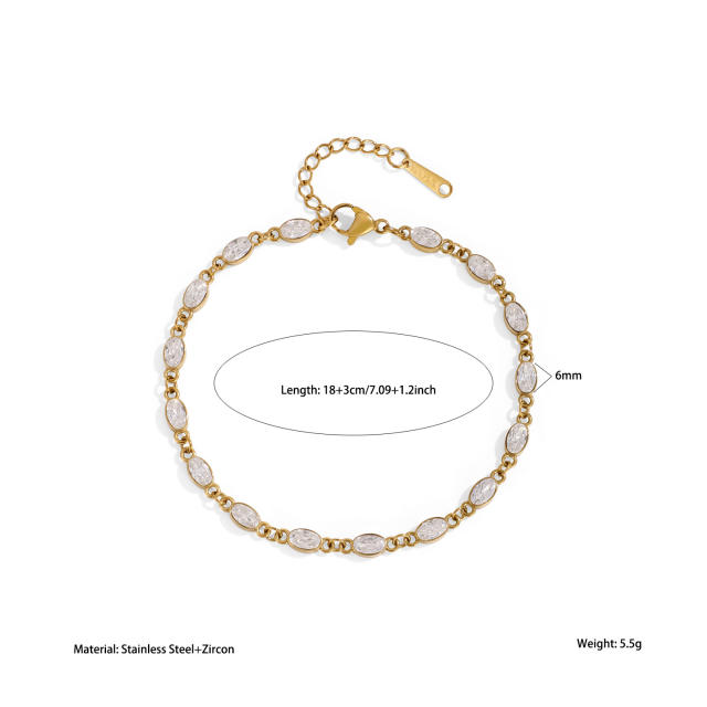 Hot-Selling Stainless Steel bracelet Round Oval Heart-Shaped Zircon Full Diamond Bracelet