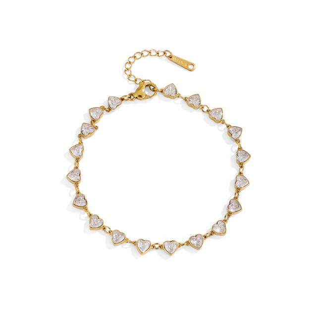 Hot-Selling Stainless Steel bracelet Round Oval Heart-Shaped Zircon Full Diamond Bracelet