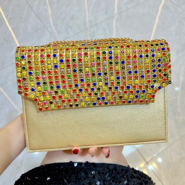 Elegant colorful diamond square shape cluth bag shoulder bag evening bag
