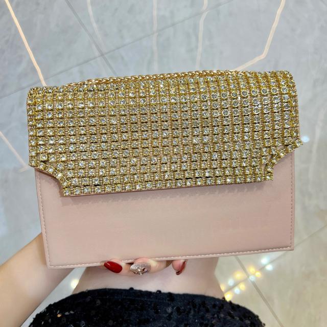 Elegant colorful diamond square shape cluth bag shoulder bag evening bag