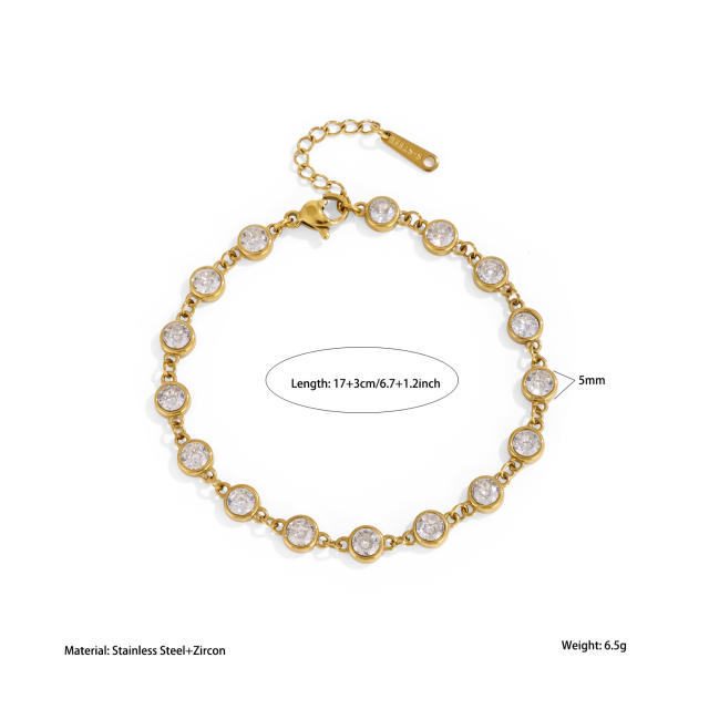 Hot-Selling Stainless Steel bracelet Round Oval Heart-Shaped Zircon Full Diamond Bracelet