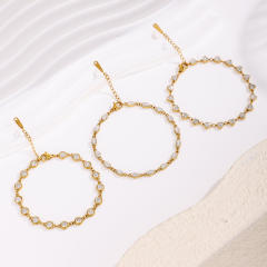 Hot-Selling Stainless Steel bracelet Round Oval Heart-Shaped Zircon Full Diamond Bracelet