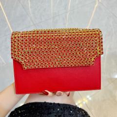 Elegant colorful diamond square shape cluth bag shoulder bag evening bag