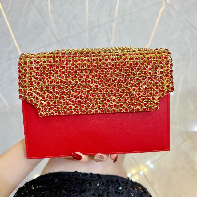 Elegant colorful diamond square shape cluth bag shoulder bag evening bag
