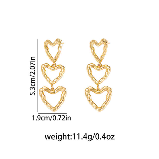 Stainless Steel earrings Geometric Love Heart Tassel Chain Earrings for Women