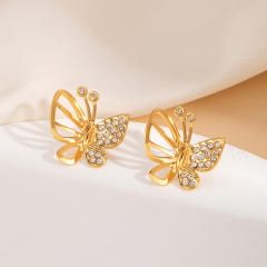 Butterfly Conch Zircon Stainless Steel Earrings for Women