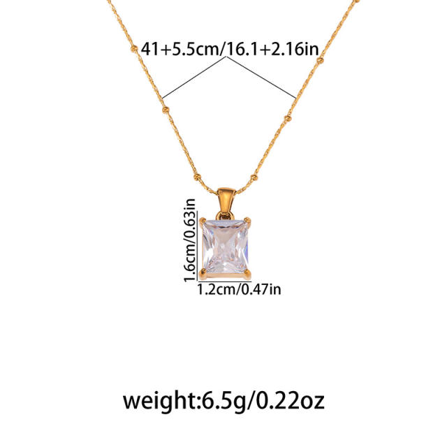 Dainty Heart-Shaped Teardrop Zircon Pendant stainless Steel Necklace for Women