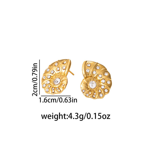 Butterfly Conch Zircon Stainless Steel Earrings for Women