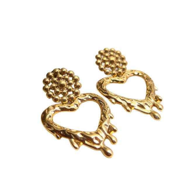 Spring Summer Metal Heart-Shaped Simple Earrings stainless steel earrings