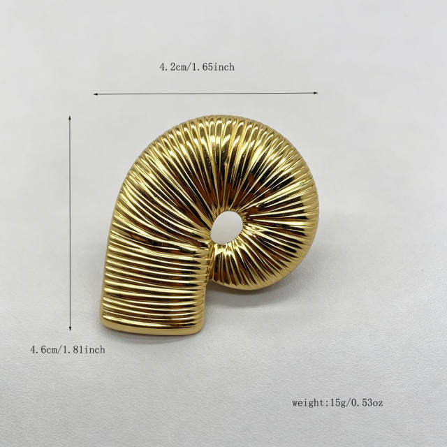 Light Luxury 304 Stainless Steel Plasma 18K Nautilus Brooch for Women