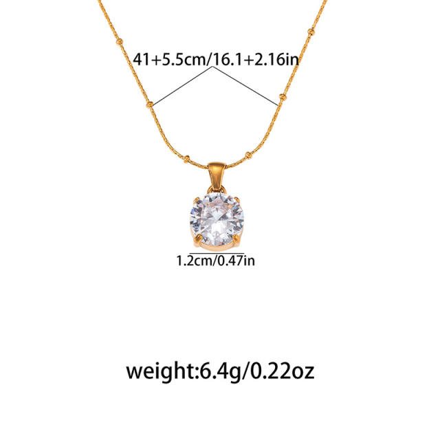 Dainty Heart-Shaped Teardrop Zircon Pendant stainless Steel Necklace for Women
