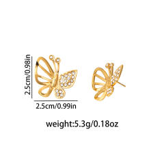 Butterfly Conch Zircon Stainless Steel Earrings for Women