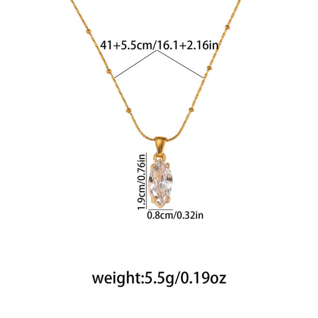 Dainty Heart-Shaped Teardrop Zircon Pendant stainless Steel Necklace for Women