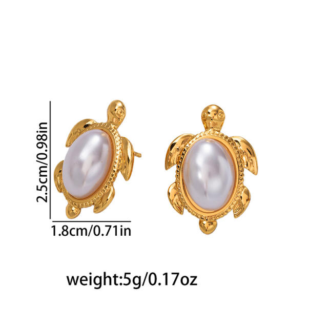 Butterfly Conch Zircon Stainless Steel Earrings for Women