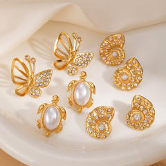 Butterfly Conch Zircon Stainless Steel Earrings for Women