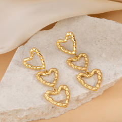 Stainless Steel earrings Geometric Love Heart Tassel Chain Earrings for Women