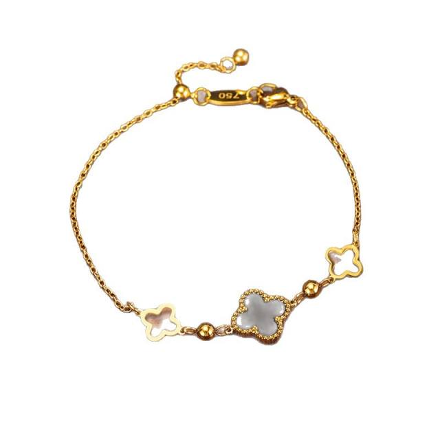 Non-Fading Jewelry Pull-Out Four-Leaf Clover Stainless Steel Bracelet for Women