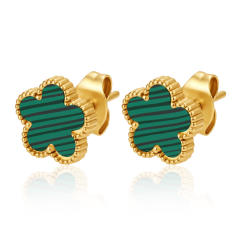 Stainless Steel earrings Petal Inlaid Zircon Earrings for Women 18K Plated Five-Leaf Flower Earrings