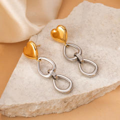 Stainless Steel earrings Geometric Love Heart Tassel Chain Earrings for Women